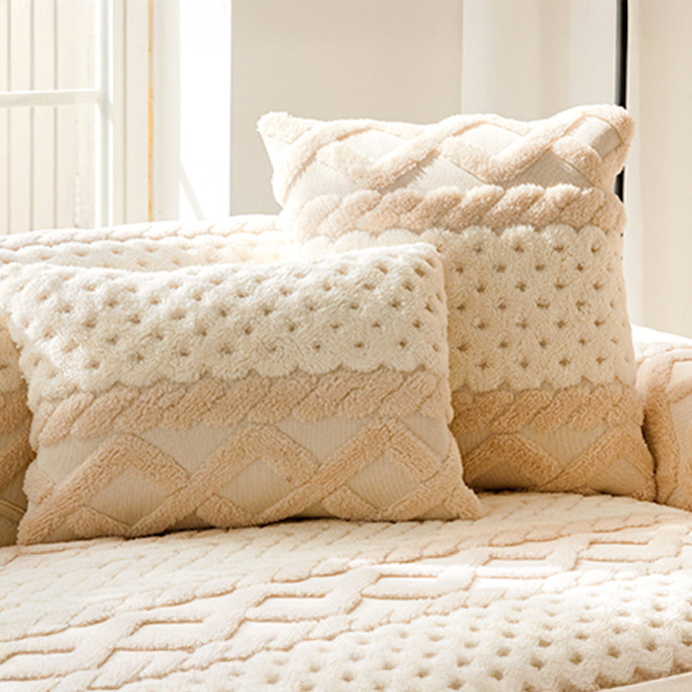 Housse de canapé en peluche confortable, douce pour la peau, antidérapante.