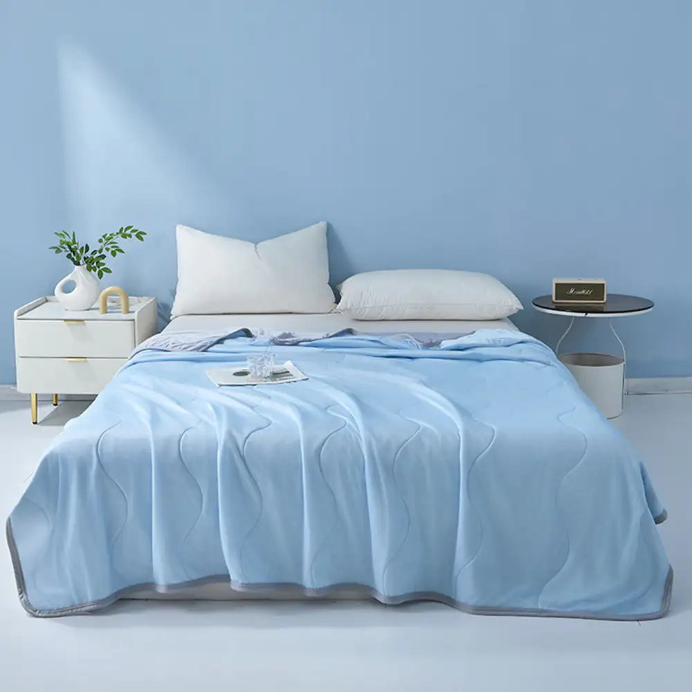Couverture rafraichissant double face en soie glacée et absorbante - Vague
