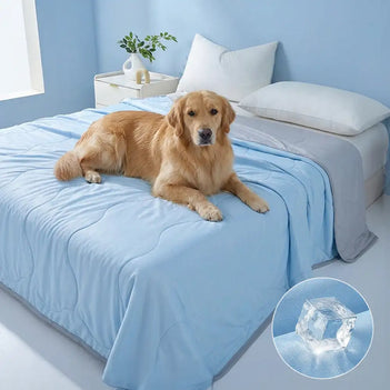 Couverture rafraichissant double face en soie glacée et absorbante - Vague