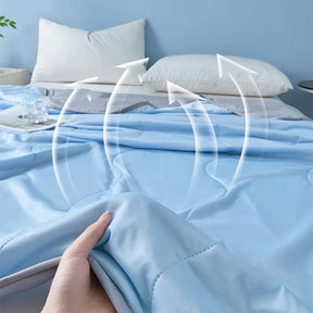Couverture rafraichissant double face en soie glacée et absorbante - Vague