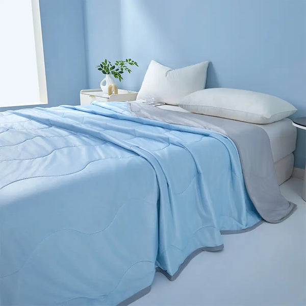 Couverture rafraichissant double face en soie glacée et absorbante - Vague