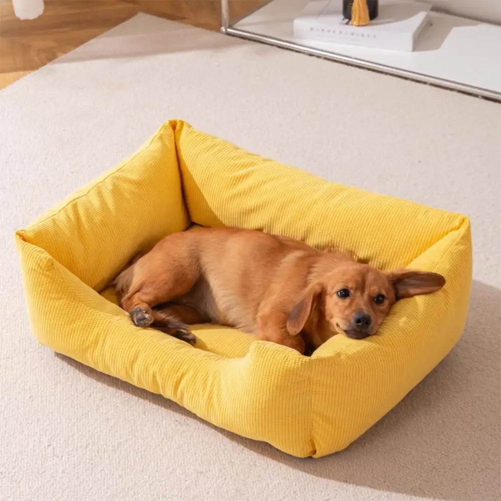Lit pour chien confortable en velours côtelé détachable résistant aux rayures et respirant