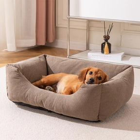 Lit pour chien confortable en velours côtelé détachable résistant aux rayures et respirant