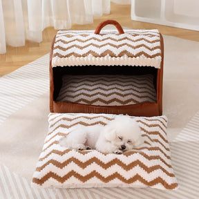 Lit pour chien semi-fermé portable Cozy Cabin avec toit, isolant et durable