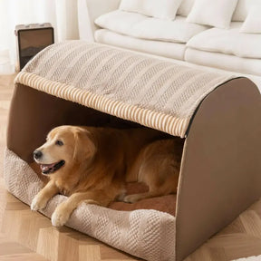 Lit pour chien semi-fermé portable Cozy Cabin avec toit, isolant et durable