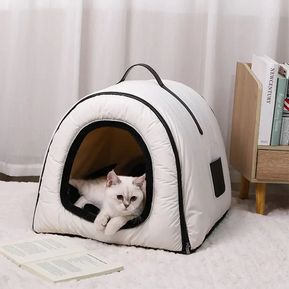 Caverne pour chat enveloppante et résistante à l'eau, lit pour chien au sommeil profond, lavable et confortable.