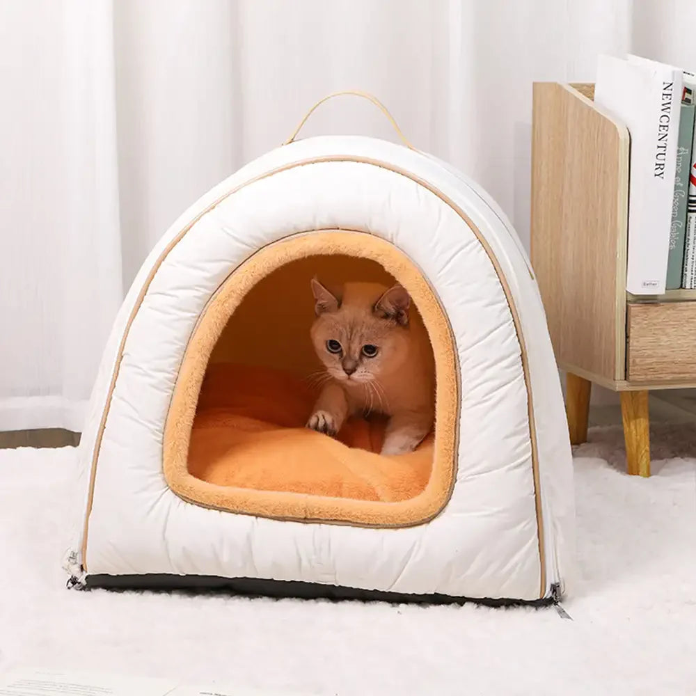 Caverne pour chat enveloppante et résistante à l'eau, lit pour chien au sommeil profond, lavable et confortable.
