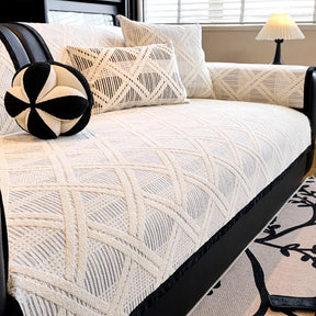 Housse de canapé anti-rayures de chat et antidérapante avec motif plaid créatif - Adaptée à toutes les saisons