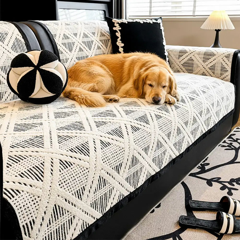 Housse de canapé anti-rayures de chat et antidérapante avec motif plaid créatif - Adaptée à toutes les saisons