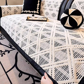 Housse de canapé anti-rayures de chat et antidérapante avec motif plaid créatif - Adaptée à toutes les saisons
