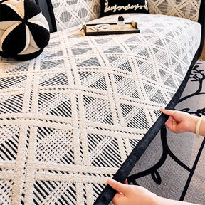 Housse de canapé anti-rayures de chat et antidérapante avec motif plaid créatif - Adaptée à toutes les saisons