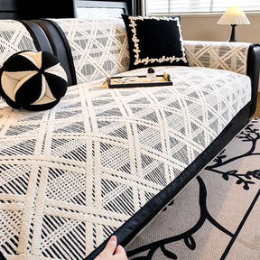 Housse de canapé anti-rayures de chat et antidérapante avec motif plaid créatif - Adaptée à toutes les saisons