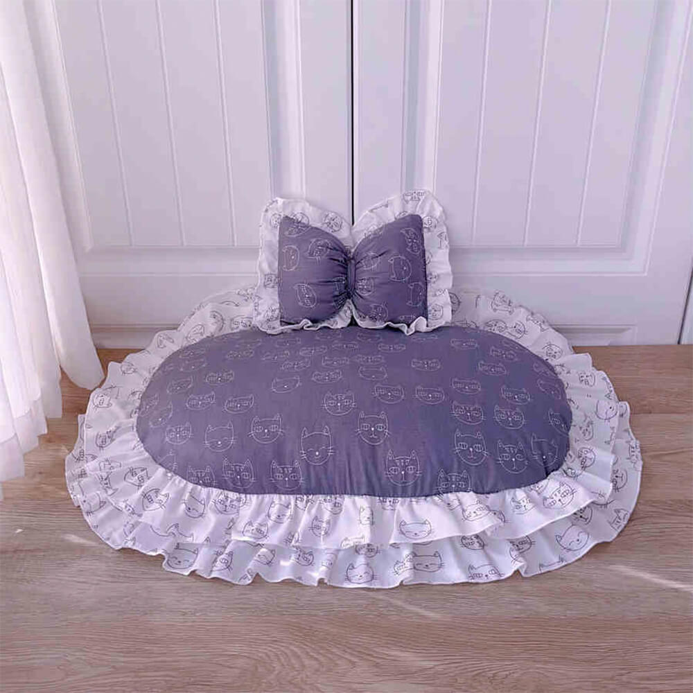 Lit pour chien ovale coussin amovible avec volants style princesse