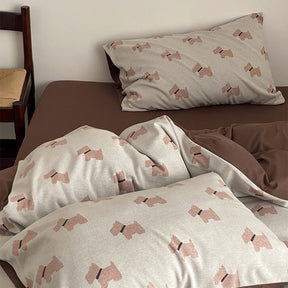 Parure en coton jacquard tricoté avec petit chiot mignon