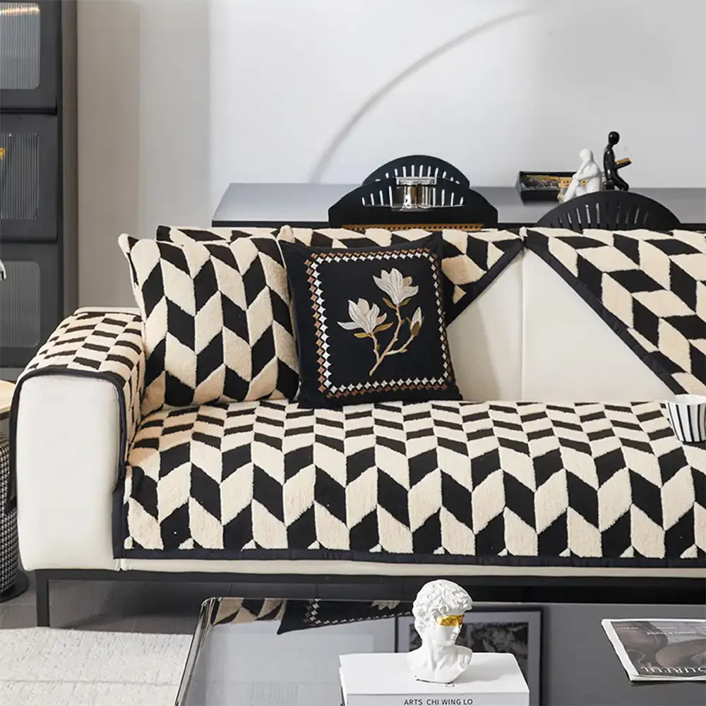 Housse de canapé en peluche à motif de diamant