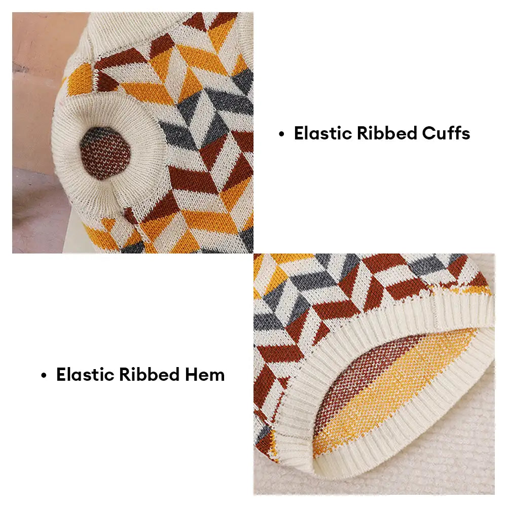 Pull pour chien teckel à rayures en diamant