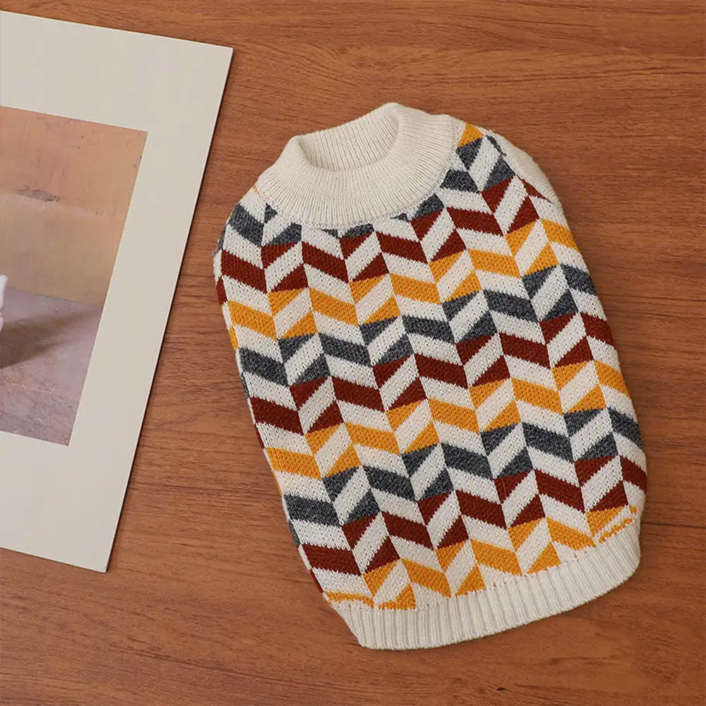 Pull pour chien teckel à rayures en diamant