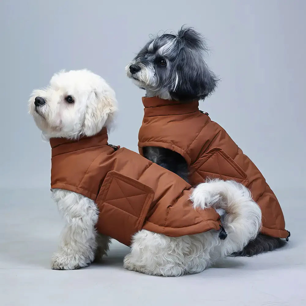 Gilet pour chien en duvet d'oie rempli d'hiver, léger, manteau chaud pour chien avec anneau pour laisse.