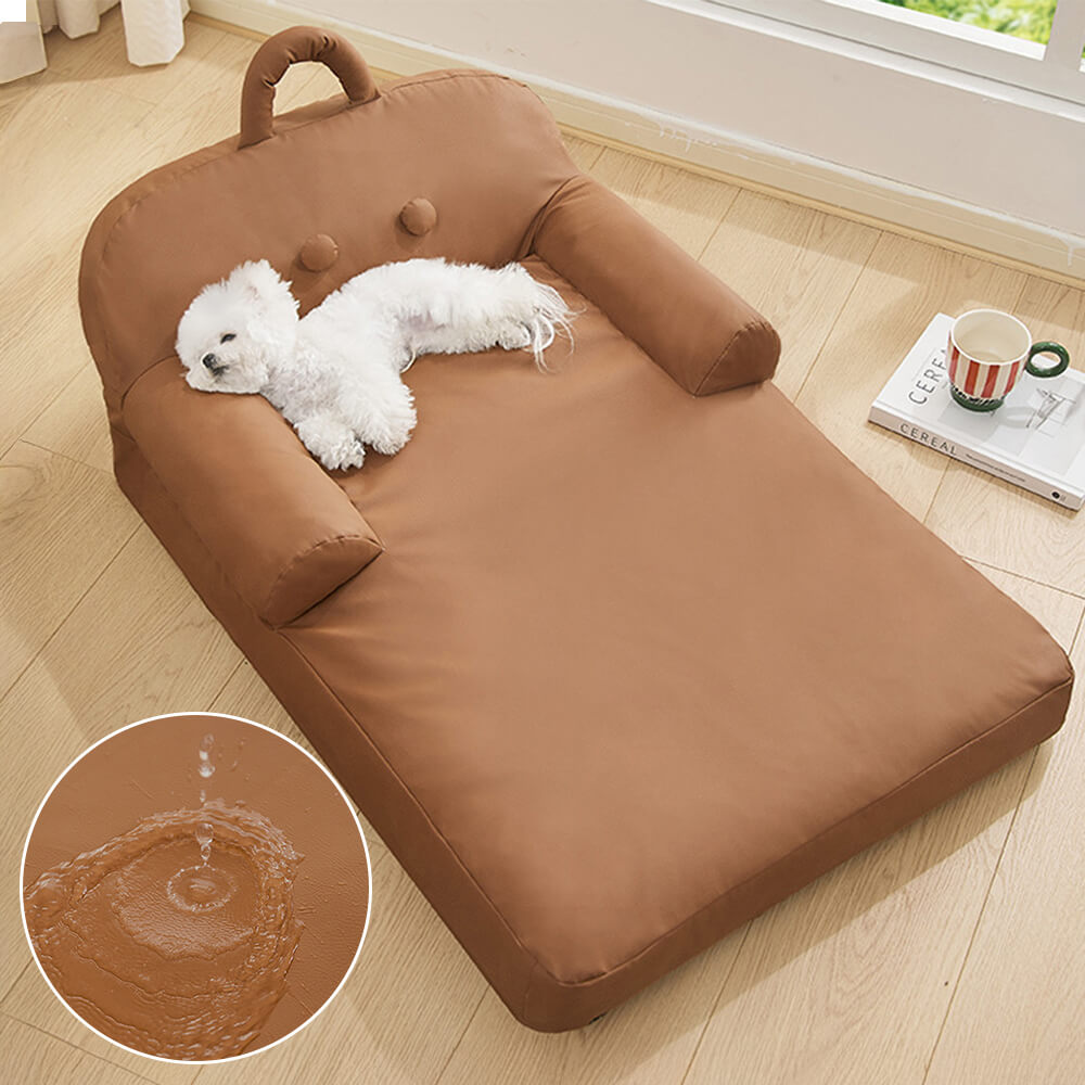 Grand lit pour chien en similicuir durable imperméable et résistant aux griffures