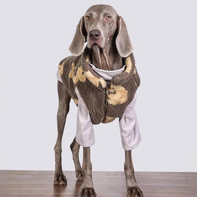 Veste chaude et durable pour chien en fausse laine d'agneau avec sac à dos ours en peluche