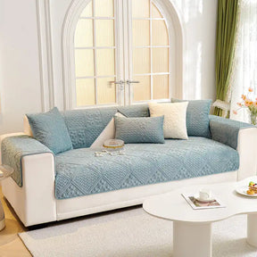 Housse de canapé douce en peluche matelassée antidérapante motif géométrique en relief