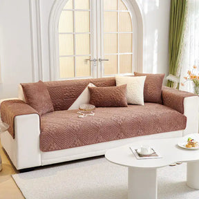 Housse de canapé douce en peluche matelassée antidérapante motif géométrique en relief