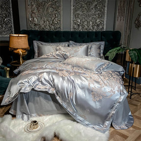 Parure de draps en satin de coton brillant jacquard inspirée de l'Europe