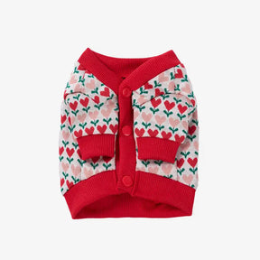 Gilet en laine pour chien avec motif de cœur de Fair Isle pour teckel.
