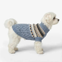 Pull en lin tricoté avec motif Fair Isle et col classique pour chien