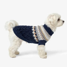Pull en lin tricoté avec motif Fair Isle et col classique pour chien