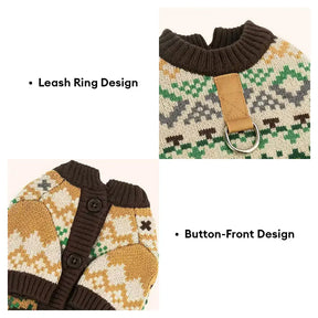 Pull Fair Isle vintage pour Teckel et petits à moyens chiens