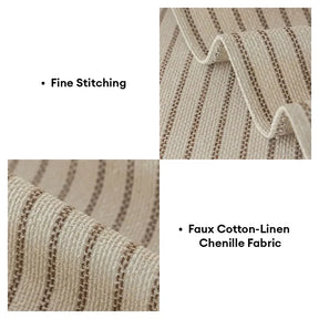 Housse de canapé en chenille rayée en faux coton-lin, respirante et résistante aux griffures.
