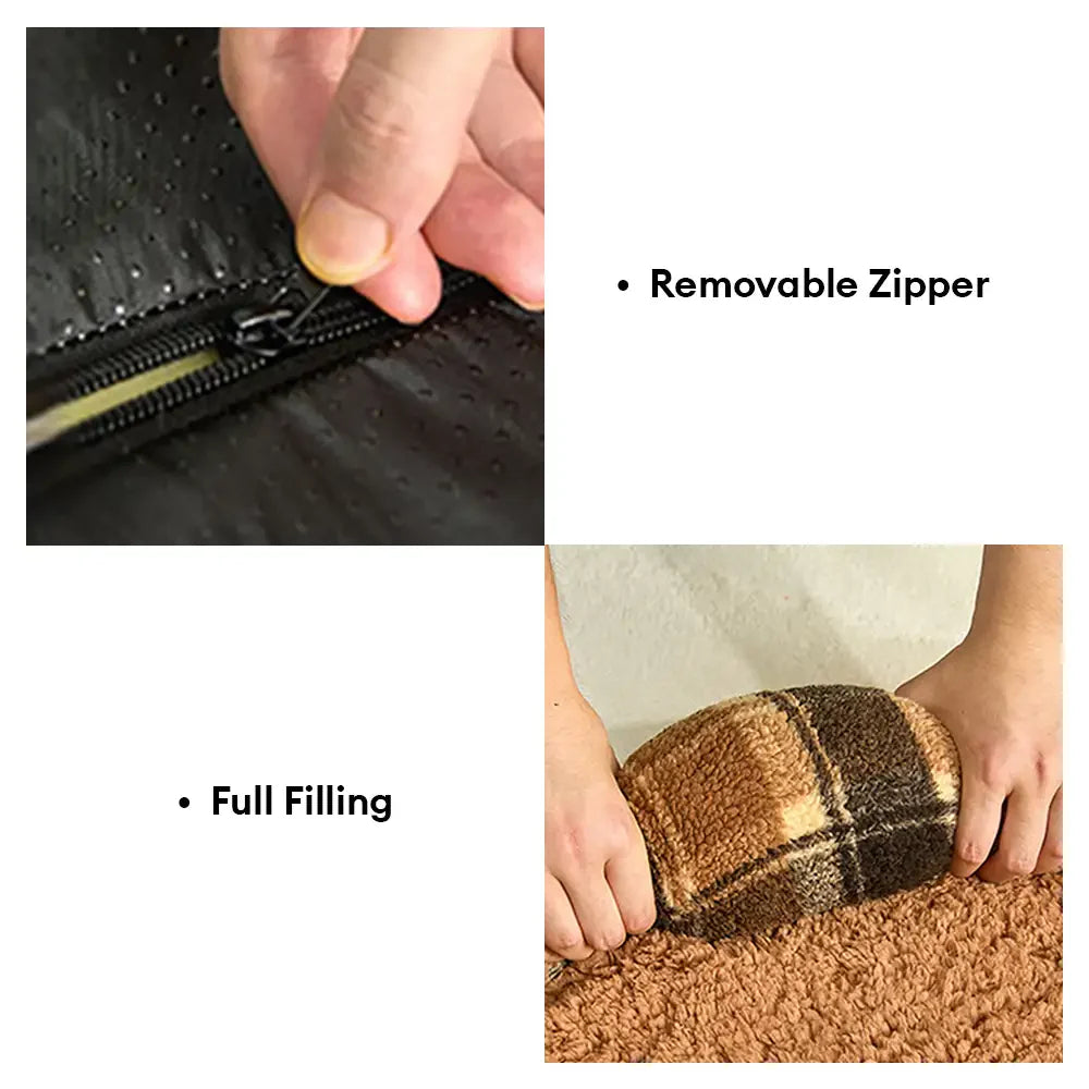 Lit pour animal en fausse laine de mouton, en U, amovible et lavable, orthopédique.