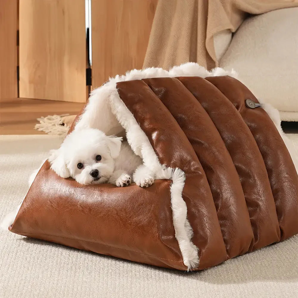 Lit pour chien en simili cuir vintage convertible siège de voiture multifonction