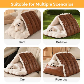 Lit pour chien en simili cuir vintage convertible siège de voiture multifonction