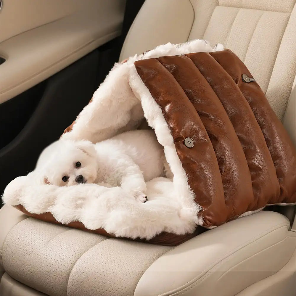 Lit pour chien en simili cuir vintage convertible siège de voiture multifonction
