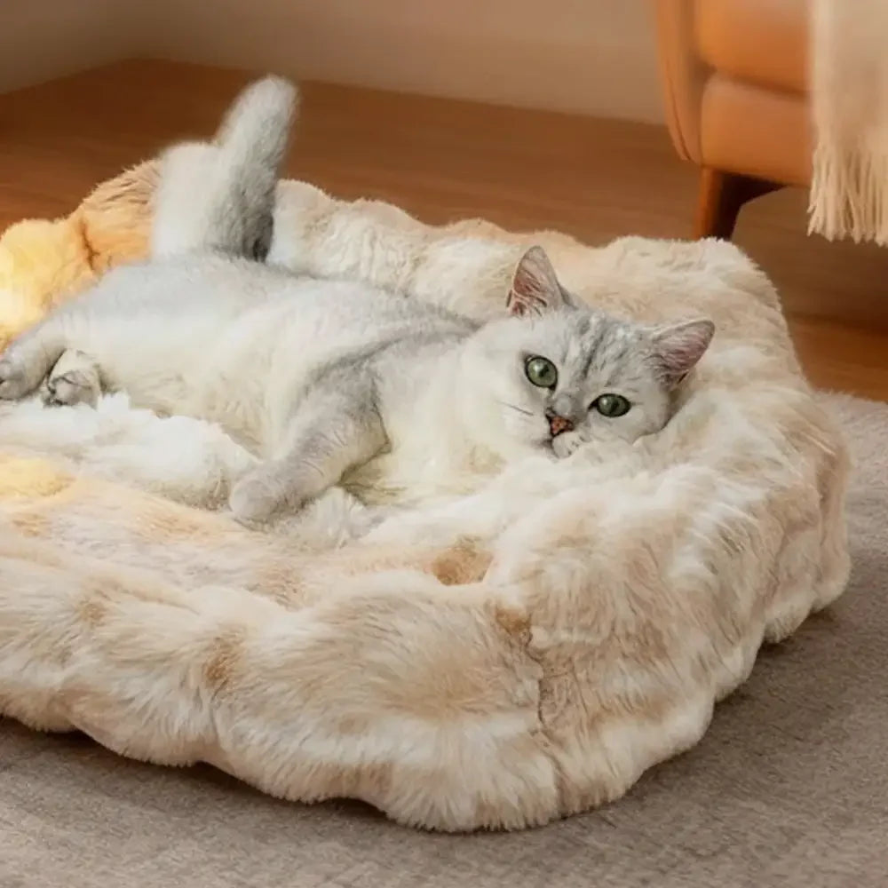 Lit moelleux en velours faux lapin pour chiens et chats