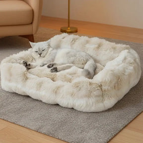 Lit moelleux en velours faux lapin pour chiens et chats