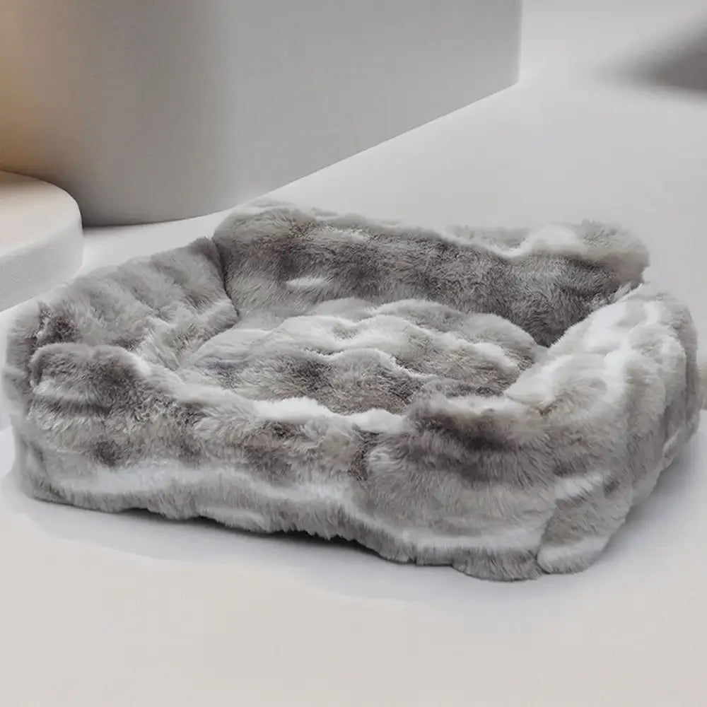 Lit moelleux en velours faux lapin pour chiens et chats