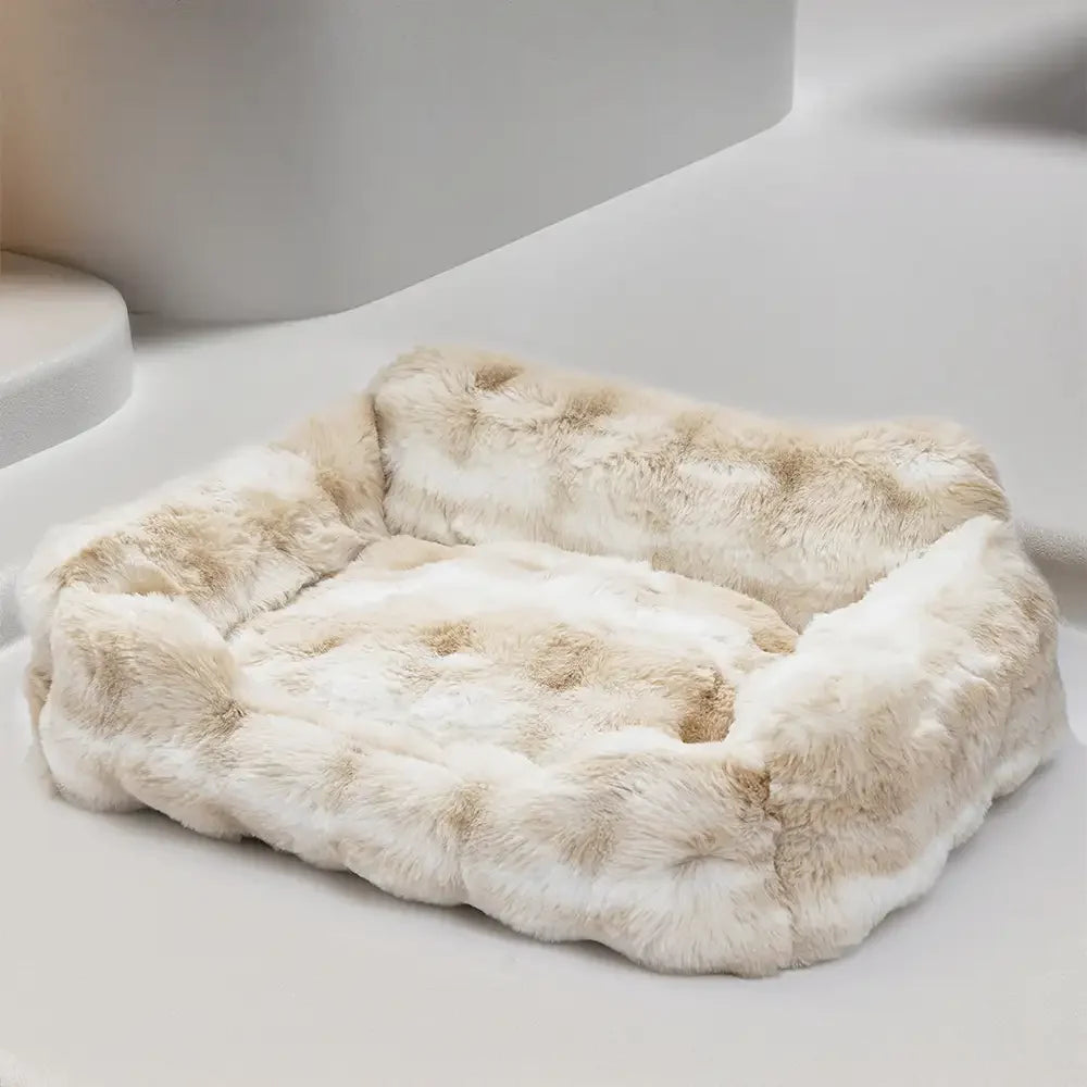 Lit moelleux en velours faux lapin pour chiens et chats