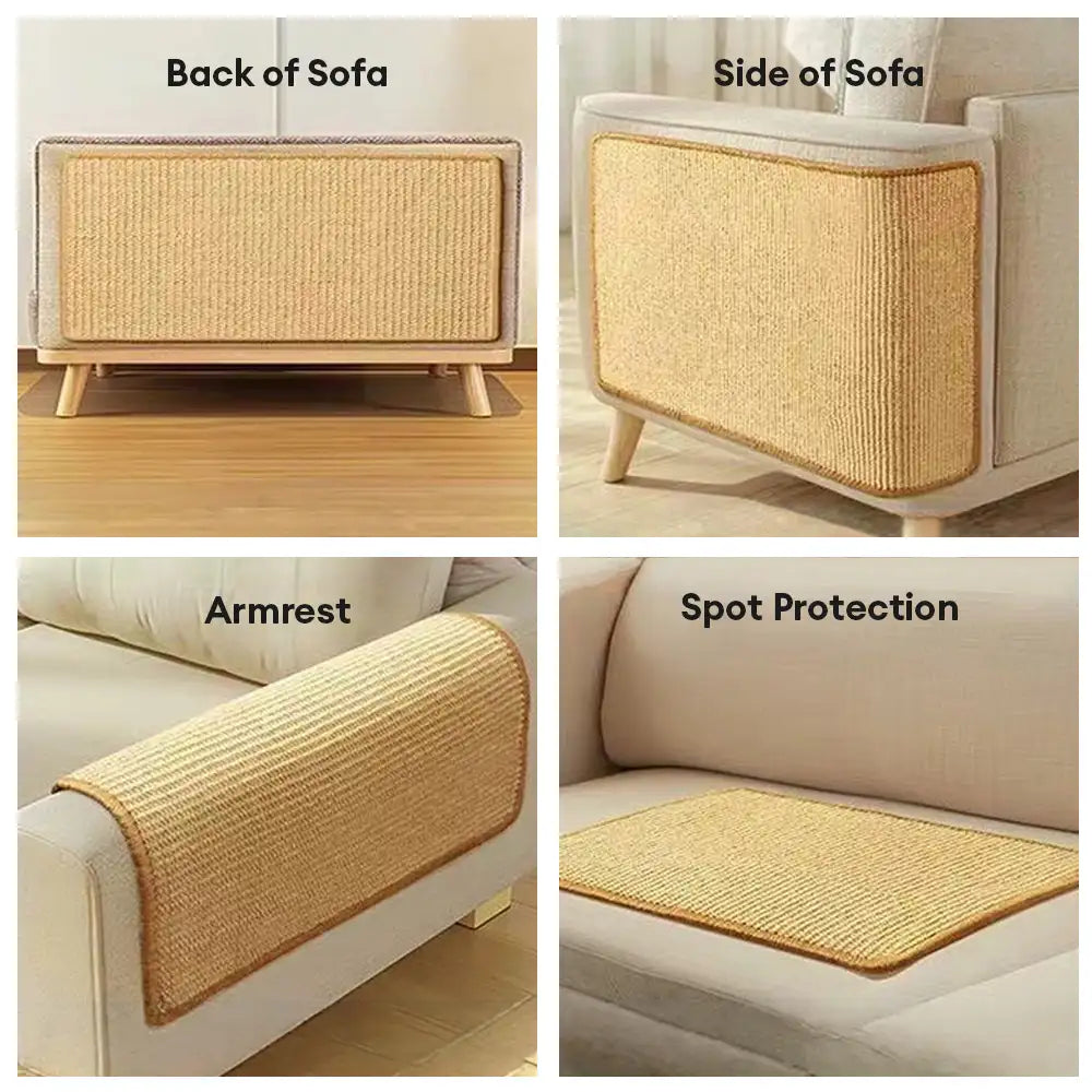 Tapis grattoir pour chat en faux sisal, protection de canapé avec bande Velcro