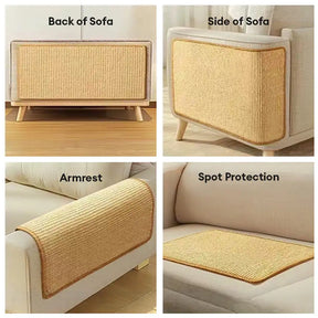 Tapis grattoir pour chat en faux sisal, protection de canapé avec bande Velcro
