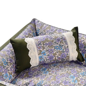 Lit pour chien anti-statique lavable, imprimé floral, toutes saisons.