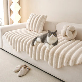 Housse de canapé en peluche moelleuse décorative pour protéger les meubles