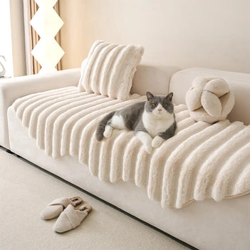 Housse de canapé en peluche moelleuse décorative pour protéger les meubles