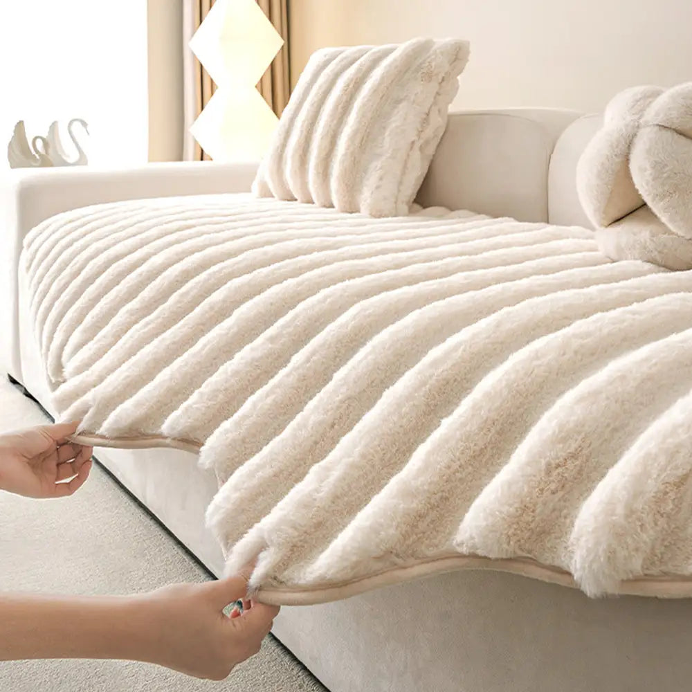Housse de canapé en peluche moelleuse décorative pour protéger les meubles
