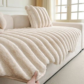 Housse de canapé en peluche moelleuse décorative pour protéger les meubles