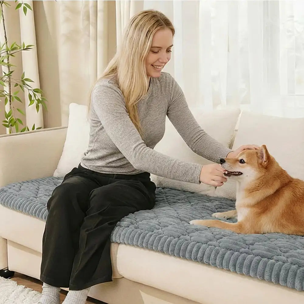 Housse de canapé lavable, protecteur de sofa amical pour les animaux, matelas pour animaux de compagnie Fluffy Fuzzy