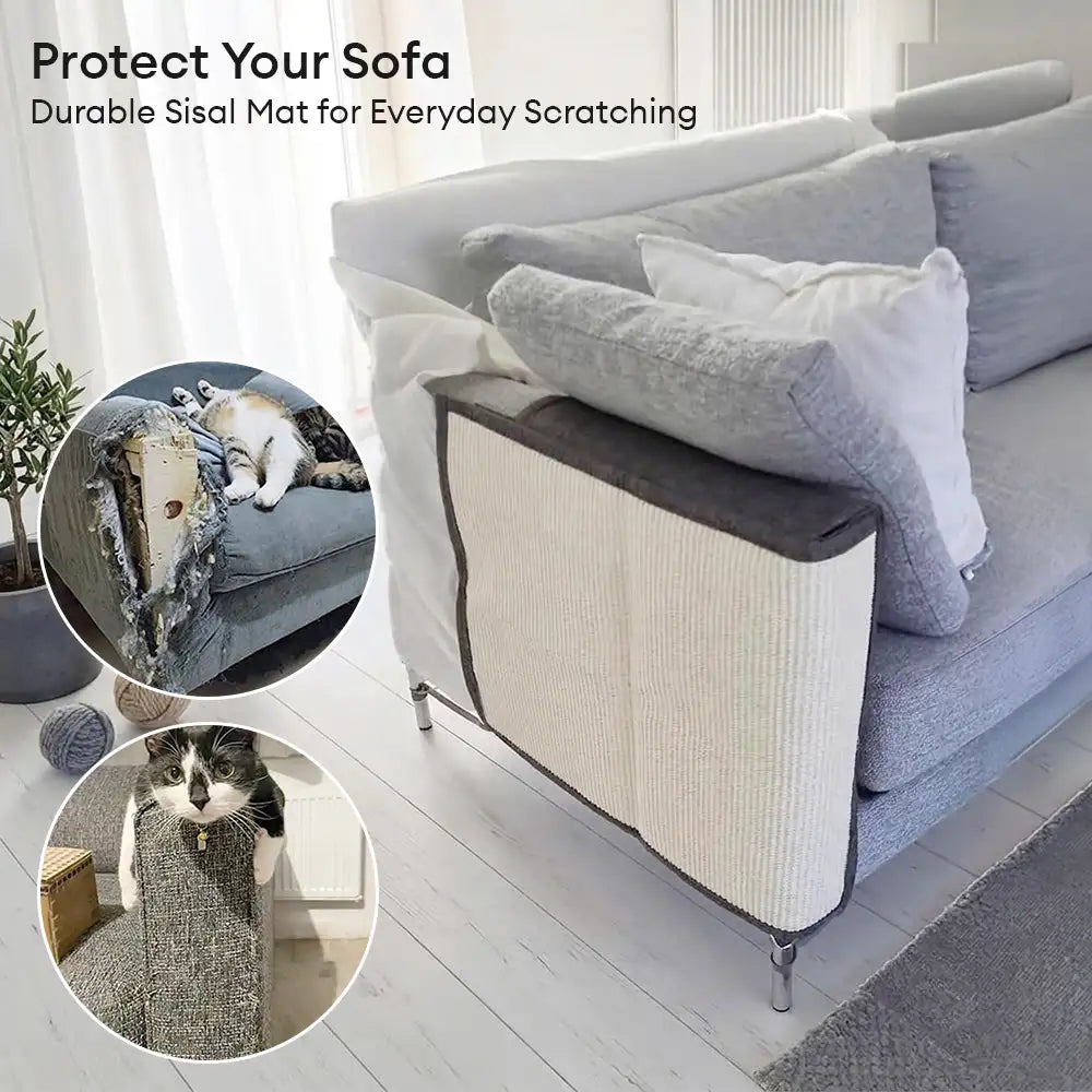 Tapis grattant pour chats entièrement recouvert en faux sisal, protection des accoudoirs de canapé pour chats.