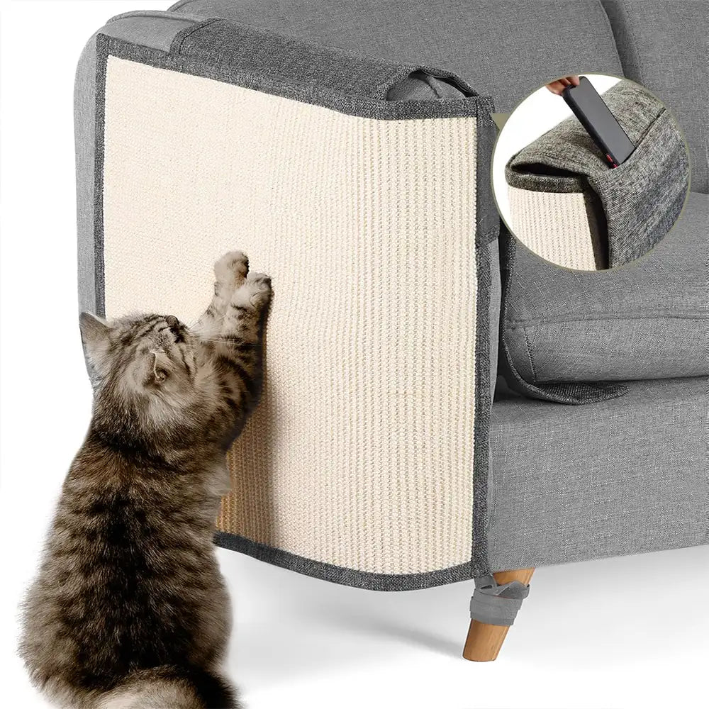 Tapis grattant pour chats entièrement recouvert en faux sisal, protection des accoudoirs de canapé pour chats.